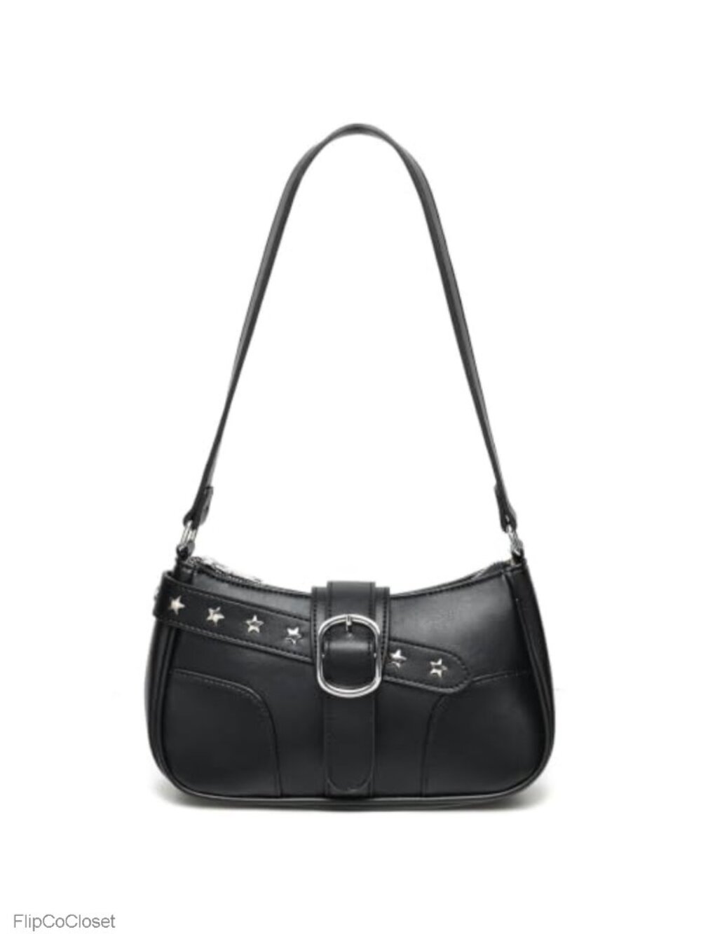 Small Y2K Star Rivet Vegan Leather Shoulder Bag Mini Purse Zip Closure